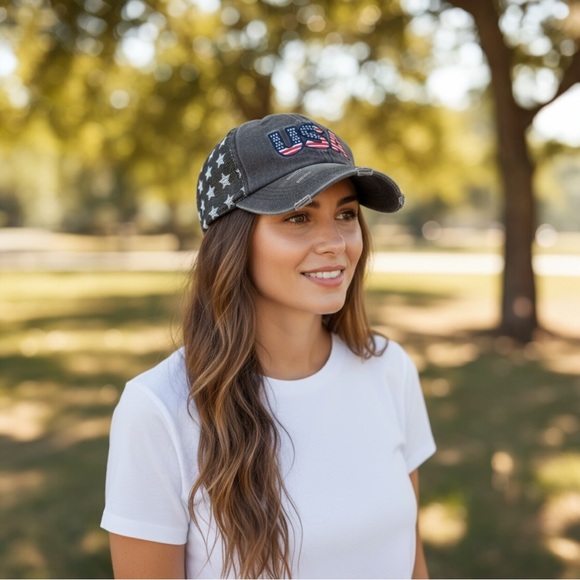USA Embroidered Gray Cap - Picture 3 of 4